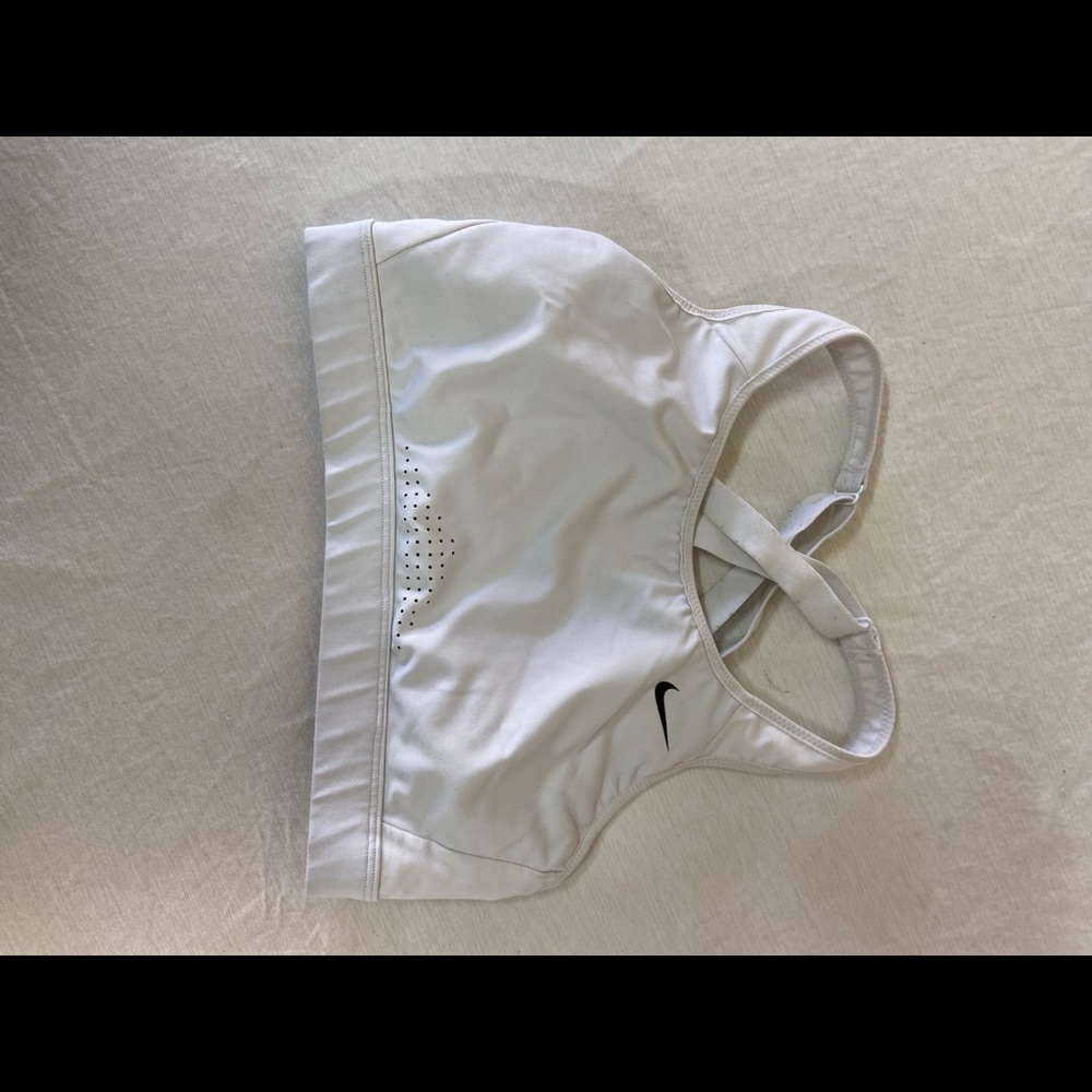 White Nike sports bra